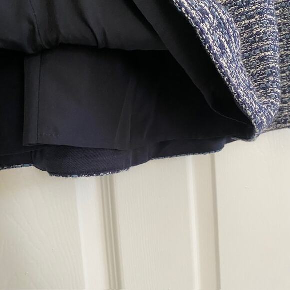 Ann Taylor Skirt Suit Tweed Blue & White Fringe Detail A-Line Skirt Women's 14 - Picture 8 of 13